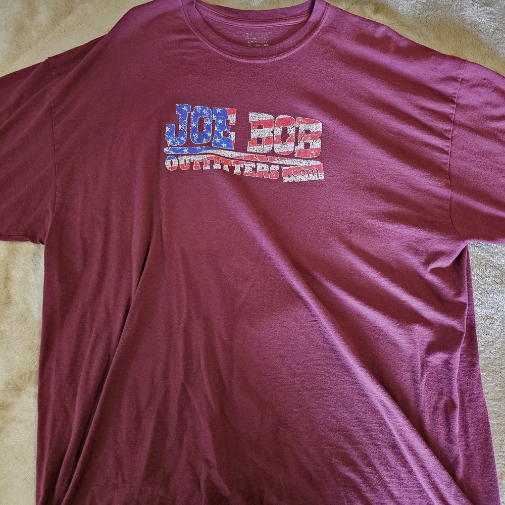 JOE BOB Red Short Sleeve Tee with Patriotic Graphic